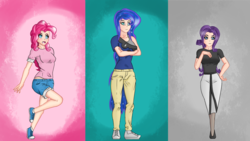 Size: 1920x1080 | Tagged: safe, artist:jos-rofe, pinkie pie, princess luna, rarity, human, g4, clothes, converse, humanized, shoes, sneakers