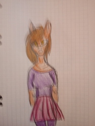 Size: 4160x3120 | Tagged: artist needed, safe, oc, oc only, oc:venus spring, unicorn, anthro, anthro oc, female, graph paper, solo, traditional art
