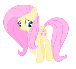 Size: 800x729 | Tagged: safe, artist:bevellon, fluttershy, pegasus, pony, g4, female, folded wings, looking away, looking down, raised hoof, simple background, smiling, solo, standing, transparent background, wings