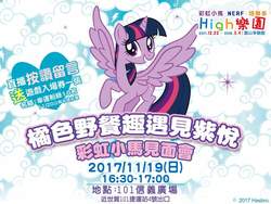 Size: 960x720 | Tagged: safe, twilight sparkle, alicorn, pony, g4, chinese, female, mare, name translation, raised hoof, smiling, solo, spread wings, standing, taiwan, text, twilight sparkle (alicorn), wings