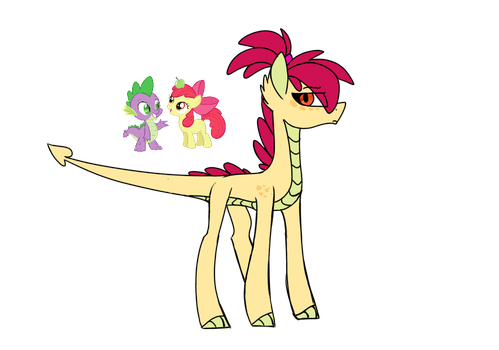 Safe Artist Rainbowsmarts Apple Bloom Spike Oc Dracony