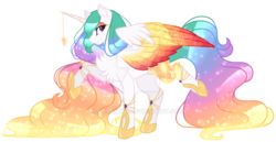 Size: 1024x527 | Tagged: safe, artist:djspark3, princess celestia, alicorn, pony, g4, alternate design, chest fluff, female, mare, simple background, smiling, solo, transparent background, watermark