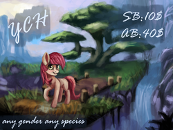 Size: 1340x1004 | Tagged: safe, artist:shumey, oc, oc only, g4, my little pony: the movie, auction, bridge, commission, tree, waterfall, your character here