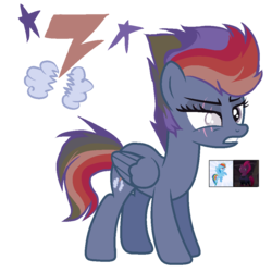 Size: 1000x1000 | Tagged: safe, artist:theapplebeauty, oc, oc only, pegasus, pony, blind eye, cutie mark background, eye scar, female, magical lesbian spawn, mare, offspring, parent:rainbow dash, parent:tempest shadow, parents:tempestdash, rainbow hair, scar, simple background, solo, tempestdash, transparent background