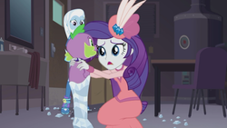 Size: 1920x1080 | Tagged: safe, screencap, rarity, spike, spike the regular dog, trixie, dog, equestria girls, equestria girls series, g4, rarity investigates: the case of the bedazzled boot, boot, detective rarity, rarity investigates (eqg): trixie