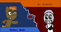 Size: 399x208 | Tagged: safe, artist:drypony198, button mash, earth pony, pony, g4, dr.zomboss, fight, plants vs zombies, vs