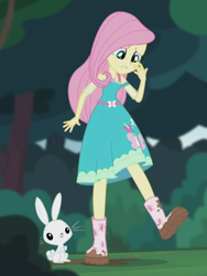 Size: 1536x2048 | Tagged: safe, screencap, angel bunny, fluttershy, butterfly, equestria girls, g4, my little pony equestria girls: better together, stressed in show, stressed in show: fluttershy, boots, mud, muddy, raised leg, shoes