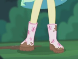 Size: 2048x1536 | Tagged: safe, screencap, fluttershy, butterfly, equestria girls, g4, my little pony equestria girls: better together, stressed in show, stressed in show: fluttershy, boots, legs, mud, muddy, pictures of legs, shoes