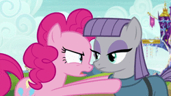 Size: 1920x1080 | Tagged: safe, edit, edited screencap, screencap, maud pie, pinkie pie, g4, rock solid friendship, animated, female, meme, sound, webm, why weren't you at elf practice?, youtube link