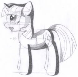 Size: 1321x1296 | Tagged: safe, artist:aafh, twilight sparkle, pony, unicorn, g4, female, monochrome, solo, traditional art