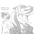 Size: 500x500 | Tagged: source needed, safe, artist:reiduran, oc, oc only, oc:corona flare, oc:ostria chime, anthro, clothes, dialogue, ear fluff, female, grayscale, meme, monochrome, necktie, scrubs, smiling, where do you think we are