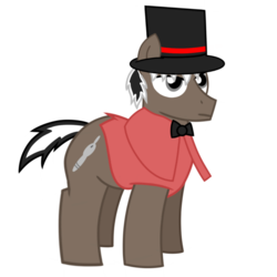 Size: 800x800 | Tagged: safe, artist:toyminator900, oc, oc only, oc:jack t. ripper, earth pony, pony, unicorn, 2018 community collab, derpibooru community collaboration, clothes, hat, simple background, solo, top hat, transparent background
