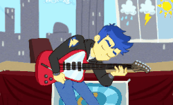 Size: 322x196 | Tagged: safe, edit, screencap, flash sentry, best trends forever, equestria girls, equestria girls series, g4, animated, badass, electric guitar, guitar, loop, male, musical instrument, solo
