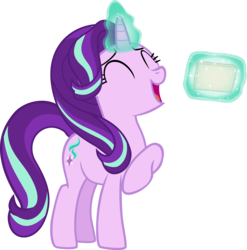 Size: 5924x6000 | Tagged: safe, artist:etherium-apex, starlight glimmer, pony, unicorn, every little thing she does, g4, .svg available, ^^, absurd resolution, card, eyes closed, female, magic, simple background, solo, transparent background, vector