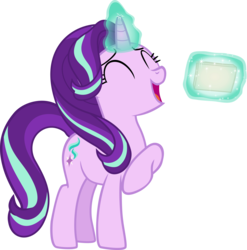 Size: 5924x6000 | Tagged: safe, artist:etherium-apex, starlight glimmer, pony, unicorn, every little thing she does, g4, my little pony: friendship is magic, .svg available, ^^, absurd resolution, card, eyes closed, female, magic, simple background, solo, transparent background, vector