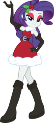 Size: 1317x3000 | Tagged: safe, artist:doctor-g, rarity, equestria girls, boots, christmas, clothes, dress, evening gloves, eyeshadow, female, gloves, holiday, holly, lidded eyes, long gloves, looking at you, makeup, shoes, simple background, smiling, solo, transparent background