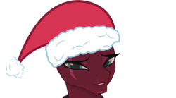 Size: 1564x868 | Tagged: safe, edit, fizzlepop berrytwist, tempest shadow, pony, g4, my little pony: the movie, bedroom eyes, christmas, eye scar, female, hat, holiday, lip bite, looking at you, santa hat, scar, simple background, solo, stupid sexy tempest shadow, transparent background