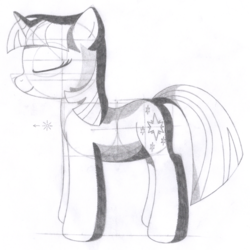 Size: 1296x1295 | Tagged: safe, artist:aafh, twilight sparkle, pony, unicorn, g4, female, monochrome, solo, traditional art