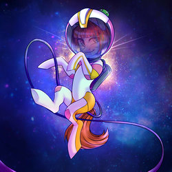 Size: 1600x1600 | Tagged: safe, artist:hollybright, oc, oc only, earth pony, pony, astronaut, female, mare, smiling, solo, space, spacesuit