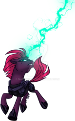 Size: 600x972 | Tagged: safe, artist:nadairead, tempest shadow, pony, unicorn, g4, my little pony: the movie, armor, broken horn, eye scar, female, horn, magic, mare, scar, simple background, solo, watermark