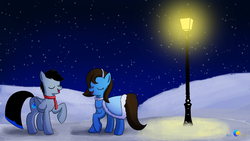 Size: 1920x1080 | Tagged: safe, artist:egstudios93, oc, oc only, oc:bella voce, oc:eg, earth pony, pegasus, pony, clothes, female, male, mare, night, stallion