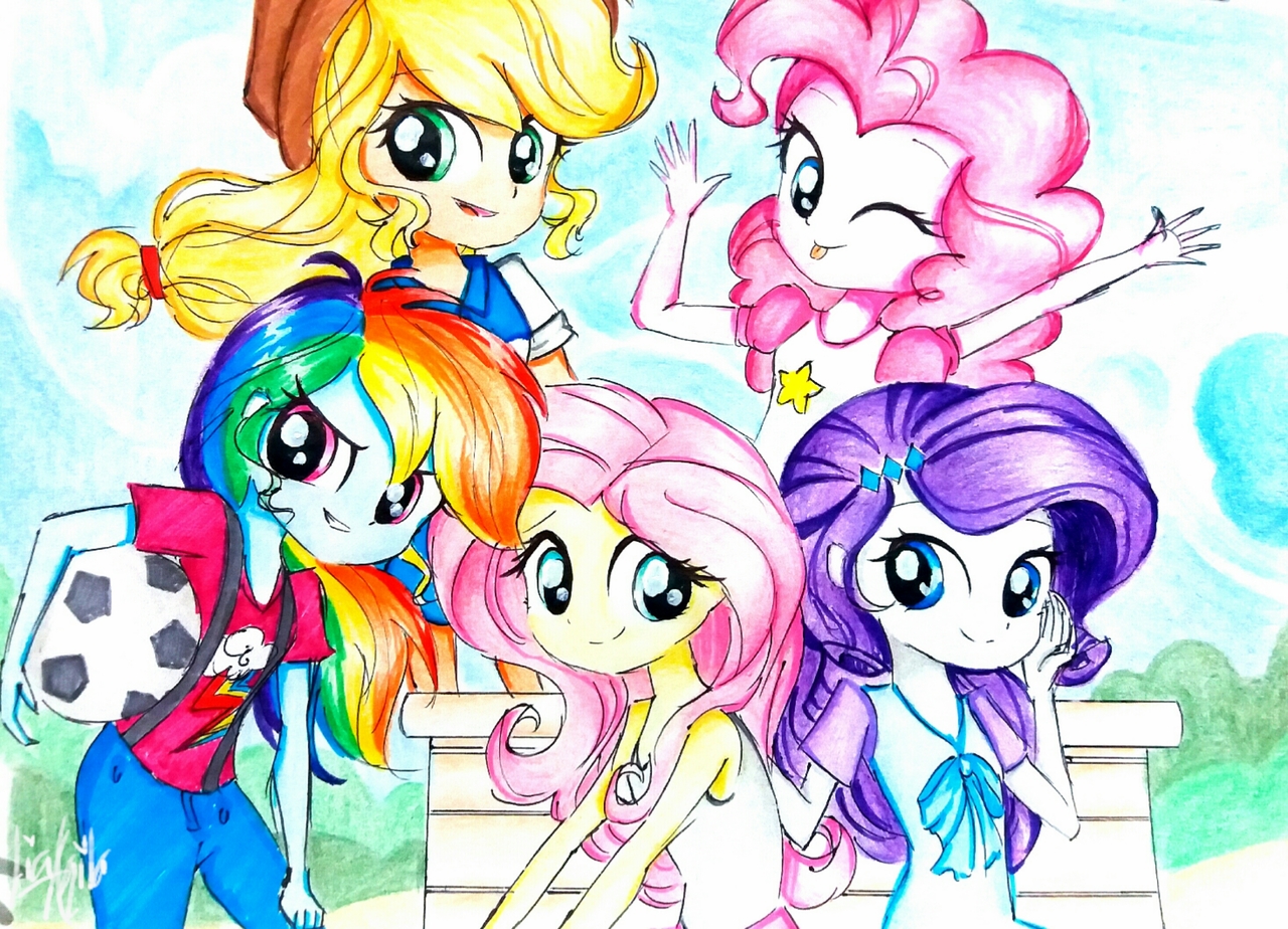 #1614861 - safe, artist:liaaqila, applejack, fluttershy, pinkie pie