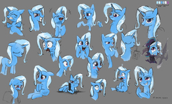 Size: 2100x1275 | Tagged: safe, artist:satv12, trixie, pony, unicorn, angry, blushing, colored sketch, crying, female, gray background, magic, mare, simple background, sketch, sketch dump, solo