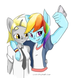 Size: 1204x1288 | Tagged: safe, artist:uselessdrawfriend, derpy hooves, rainbow dash, anthro, g4, ambiguous facial structure, female, lesbian, ship:derpydash, shipping