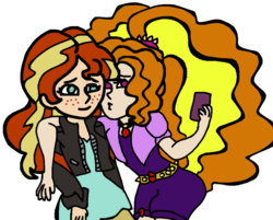 Size: 998x801 | Tagged: safe, artist:that-frankenstein-gal, adagio dazzle, sunset shimmer, human, g4, female, humanized, lesbian, ship:sunsagio, shipping