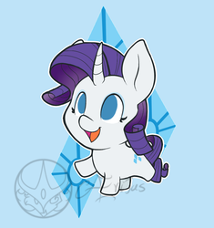 Size: 1000x1063 | Tagged: safe, artist:aeritus, rarity, pony, unicorn, g4, chibi, curved horn, cute, female, horn, no pupils, raribetes, smiling, solo