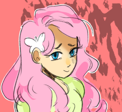 Size: 791x720 | Tagged: safe, artist:milky-rabbit, fluttershy, equestria girls, g4, female, sketch, smiling, solo