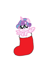 Size: 1492x1992 | Tagged: safe, alternate version, artist:kaitlyn23, princess flurry heart, alicorn, pony, g4, christmas, christmas stocking, cute, flurrybetes, holiday