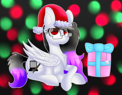 Size: 1024x795 | Tagged: safe, artist:tomboygirl45, oc, oc only, pegasus, pony, female, glasses, mare, present, prone, solo