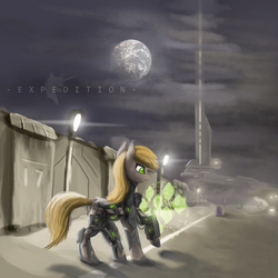 Size: 2000x2000 | Tagged: safe, artist:aidelank, oc, oc only, bat pony, earth pony, pony, armor, compass, female, high res, hologram, mare, night, planet, science fiction, spaceship