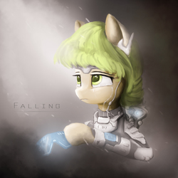 Size: 2000x2000 | Tagged: safe, artist:aidelank, oc, oc only, earth pony, pony, armor, computer, crying, female, glasses, high res, mare, science fiction