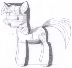 Size: 1351x1290 | Tagged: safe, artist:aafh, twilight sparkle, pony, unicorn, g4, female, monochrome, solo, traditional art