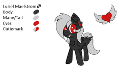 Size: 1328x746 | Tagged: safe, artist:luriel maelstrom, oc, oc only, oc:luriel maelstrom, chest fluff, cutie mark, piercing, reference sheet, simple background, white background