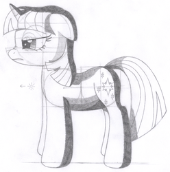 Size: 1338x1349 | Tagged: safe, artist:aafh, twilight sparkle, pony, unicorn, g4, female, monochrome, solo, traditional art