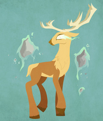 Size: 1060x1252 | Tagged: safe, artist:hlissner, oc, oc only, deer, elk, fanfic:where the world ends, deer magic, deer oc, magic, magic aura, simple background, solo, stag, teal background