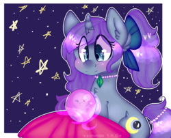Size: 2480x2000 | Tagged: safe, artist:bunxl, oc, oc only, pony, unicorn, crystal ball, heart, heart eyes, high res, jewelry, necklace, solo, wingding eyes