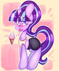 Size: 2500x3000 | Tagged: safe, artist:bunxl, starlight glimmer, pony, unicorn, g4, :p, clothes, female, food, heart, heart eyes, high res, ice cream, mare, solo, tongue out, wingding eyes