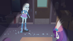 Size: 1280x720 | Tagged: safe, screencap, rarity, trixie, equestria girls, g4, my little pony equestria girls: better together, rarity investigates: the case of the bedazzled boot, rarity investigates: the case of the bedazzled boot: trixie