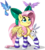 Size: 1558x1729 | Tagged: safe, artist:sirzi, angel bunny, fluttershy, bird, pegasus, pony, g4, bow, clothes, cute, female, hair bow, male, mare, shyabetes, simple background, smiling, socks, stockings, striped socks, thigh highs, transparent background