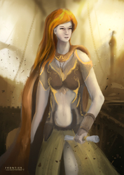 Size: 2480x3508 | Tagged: safe, artist:aidelank, oc, oc only, oc:queen salinas, human, armor, cape, chains, clothes, female, high res, humanized, humanized oc, mare, particles, scroll, solo