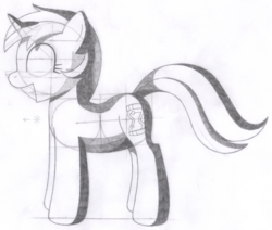 Size: 1660x1407 | Tagged: safe, artist:aafh, minuette, pony, unicorn, g4, female, monochrome, solo, traditional art