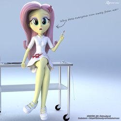 Size: 894x894 | Tagged: safe, artist:efk-san, fluttershy, equestria girls, g4, 3d, blender, female, flutternurse, meme, nurse, nurse outfit, solo, syringe