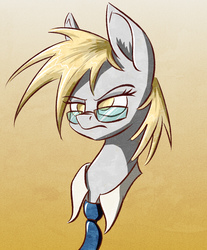 Size: 2160x2608 | Tagged: safe, artist:akweer, derpy hooves, pegasus, pony, g4, bust, female, glasses, high res, necktie, portrait, solo