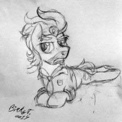 Size: 1770x1770 | Tagged: safe, artist:binkyt11, doctor caballeron, filthy rich, oc, oc only, pony, g4, amino, fusion, male, monochrome, solo, stallion, traditional art