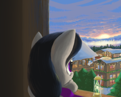 Size: 1280x1024 | Tagged: dead source, safe, artist:vultraz, dj pon-3, octavia melody, vinyl scratch, pony, g4, christmas, christmas lights, duo, holiday, looking out the window, snow, waving