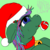 Size: 2000x2000 | Tagged: safe, artist:intrepid charm, oc, oc only, oc:sea jade, aquapony, pony, bell, candy, candy cane, christmas, collar, female, food, hat, high res, holiday, santa hat, solo